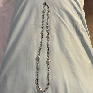 David Yurman 36in Pearl and Silver Necklace